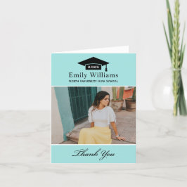 Elegant Aqua Blue Personlig Studenten Photo Tack Kort