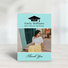 Elegant Aqua Blue Personlig Studenten Photo Tack Kort