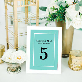 Elegant Aqua Blue Personligt bröllp Monogram Bordsnummer