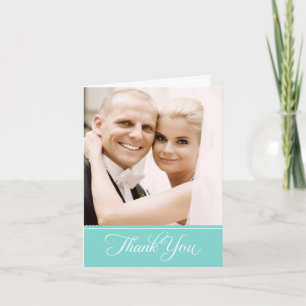 Elegant Aqua Blue Scalloped Bröllop Photo Tack Kort