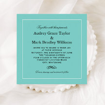 Elegant Aqua Blue Square Bröllop