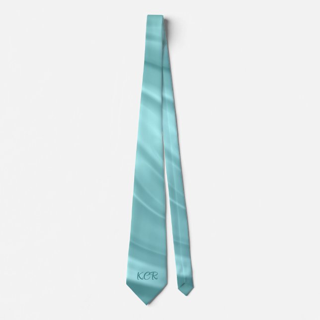 Elegant Aqua Blue Swirl Mönster Monogram Initialer Slips (Framsida)