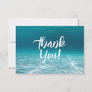 Elegant Aqua Blue Underwater Photo Personized Tack Kort