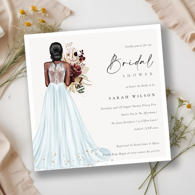 Elegant Aqua Bröllop Gown Möhippa Inbjudan (Skapare uppladdad)