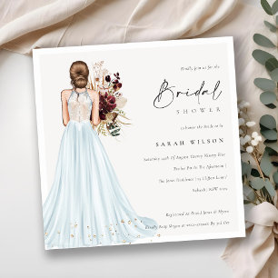 Elegant Aqua Bröllop Gown Möhippa Inbjudan