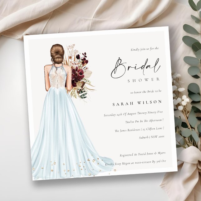 Elegant Aqua Bröllop Gown Möhippa Inbjudan (Skapare uppladdad)