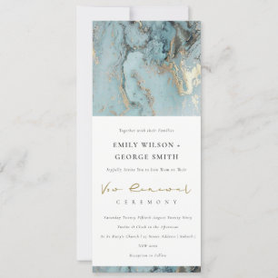 ELEGANT AQUA DUSKY BLUE GULD AGATE VOW RENEWAL INBJUDNINGAR