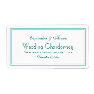 Elegant Aqua Framework 2H Vin Flaska-etikett Fraktsedel