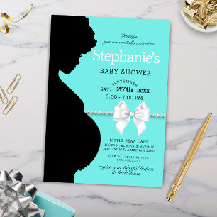 Elegant Aqua Glam Ethnic Tiffany Baby Shower Inbjudningar