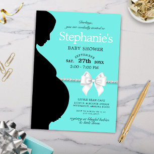 Elegant Aqua Glam Tiffany Theme Baby Shower Inbjudningar