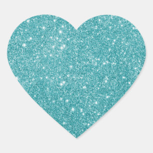 Elegant Aqua Glitter Heart-fästare Hjärtformat Klistermärke