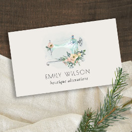 Elegant Aqua Grått Sewing Maskin Blommigt Tailor Visitkort