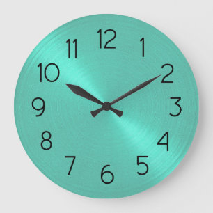 Elegant Aqua Grönt Sheen Stor Klocka