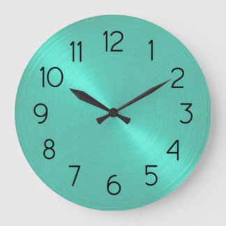 Elegant Aqua Grönt Sheen Stor Klocka