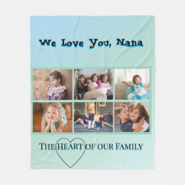 Elegant Aqua Nana 6-photo Heart Collage Fleecefilt