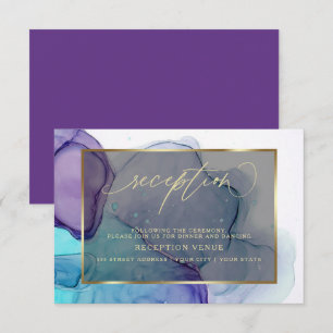 Elegant Aqua och Deep Purple Mottagning Inbjudan
