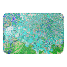 Elegant Aqua och Grönt Limelight Hydrangea Detail Badrumsmatta