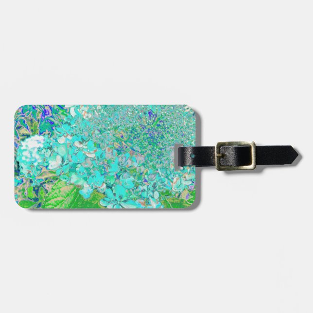 Elegant Aqua och Grönt Limelight Hydrangea Detail Bagagebricka (Horisontell Framsida)