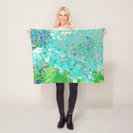 Elegant Aqua och Grönt Limelight Hydrangea Detail Fleecefilt