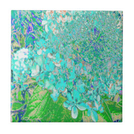 Elegant Aqua och Grönt Limelight Hydrangea Detail Kakelplatta