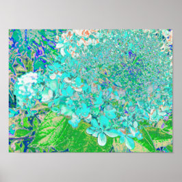 Elegant Aqua och Grönt Limelight Hydrangea Detail Poster