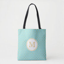 Elegant Aqua och Guld Polka dots med monogram