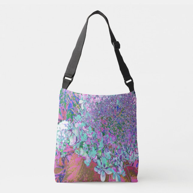 Elegant Aqua och Lila Limelight Hydrangea Detail Axelväska (Framsida)