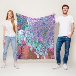 Elegant Aqua och Lila Limelight Hydrangea Detail Fleecefilt