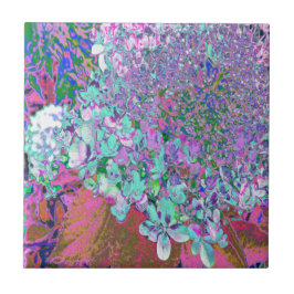 Elegant Aqua och Lila Limelight Hydrangea Detail Kakelplatta