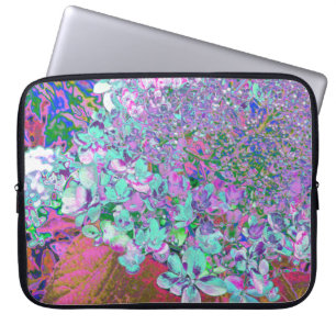 Elegant Aqua och Lila Limelight Hydrangea Detail Laptop Fodral