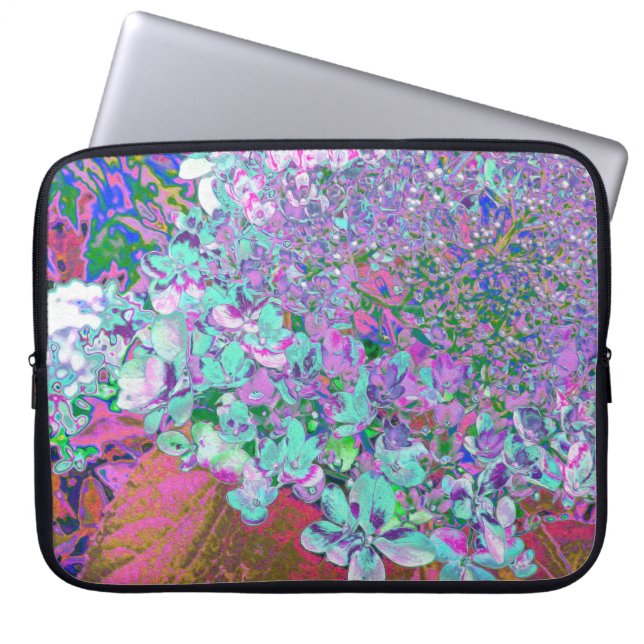 Elegant Aqua och Lila Limelight Hydrangea Detail Laptop Fodral (Framsidan)