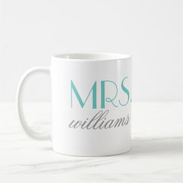 Elegant Aqua Personlig Bröllop Monogram Kaffemugg