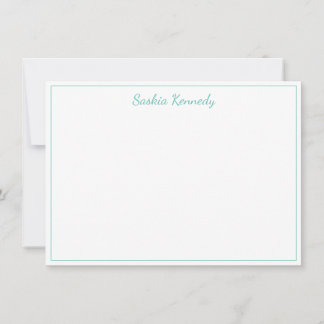 Elegant Aqua Script Gräns Personlig Anteckningskort