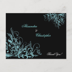 Elegant Aqua Swirls Tack Vykort