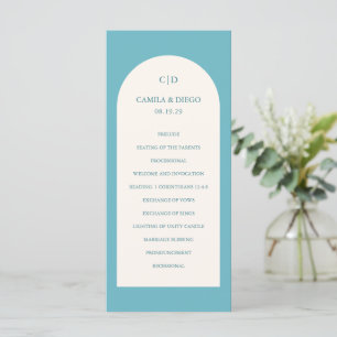Elegant Aqua Teal Båge Modern Bröllop Program