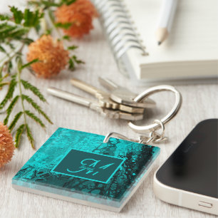 Elegant Aqua Teal fet skript Monogram