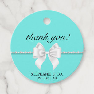 Elegant Aqua Teal Vit Tiffany Tacksam Gåvor Etiketter