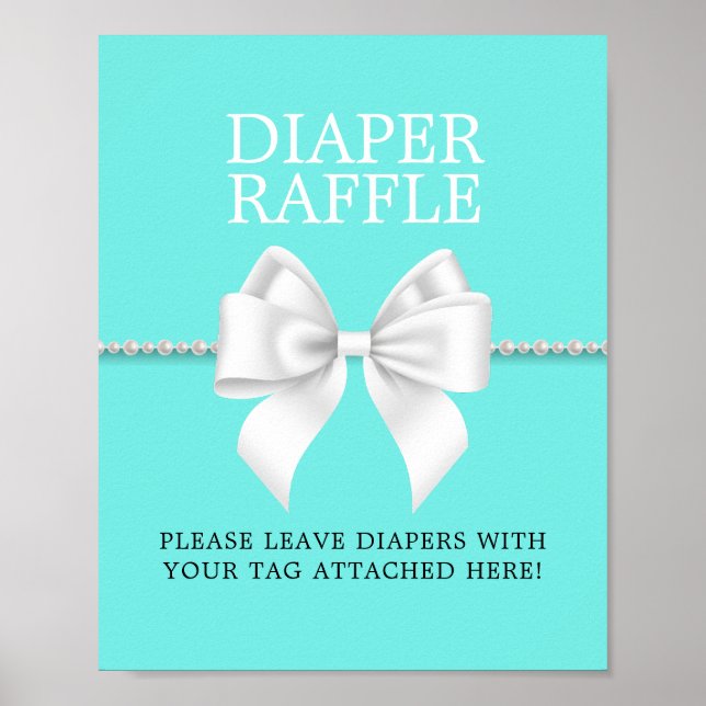 Elegant Aqua Tiffany Baby Shower Raffle Poster (Framsidan)