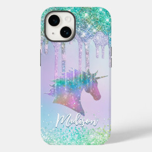 Elegant aqua Unicorn Glitter Drives monogram