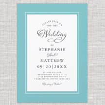Elegant Aqua & White Bröllop Modern Calligraphy