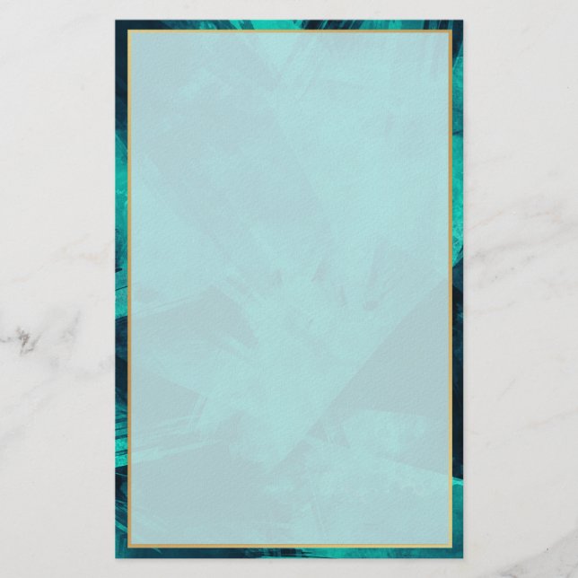 Elegant Aquamarine and Gold Brevpapper (Framsida)