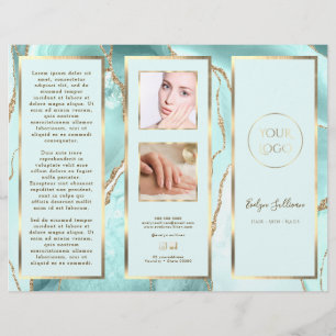 Elegant Aquamarine och Guld Agate Broschyr