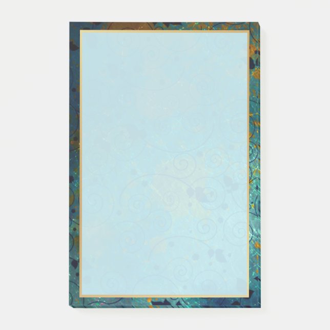 Elegant Aquamarine och guld Post-it Block (Framsida)