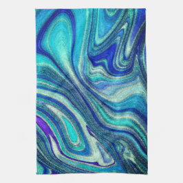 Elegant Aquamarine Paua Rainbow Snäcka Inspired Kökshandduk