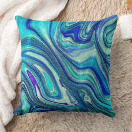 Elegant Aquamarine Paua Rainbow Snäcka Inspired Kudde