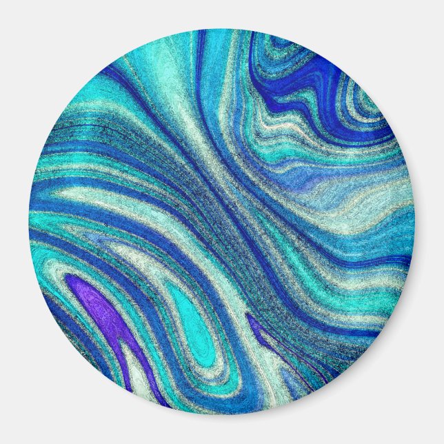 Elegant Aquamarine Paua Rainbow Snäcka Inspired Magnet (Framsidan)