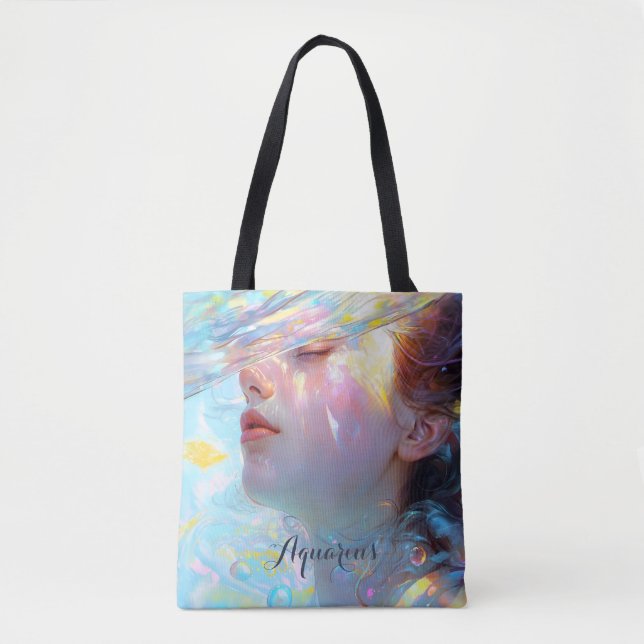 Elegant Aquarius Celestial Tote Bag Tygkasse (Framsida)