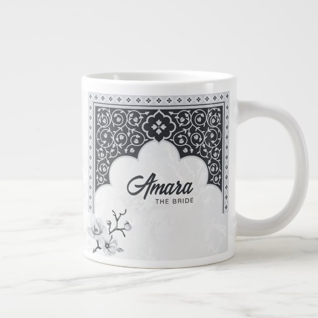 Elegant Arabesk Bröllopsmugg | Noir & Vit Jumbo Mugg (Höger)
