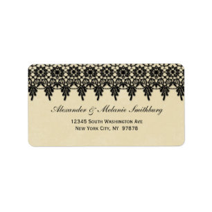 Elegant arabesque black snöre address label adressetikett