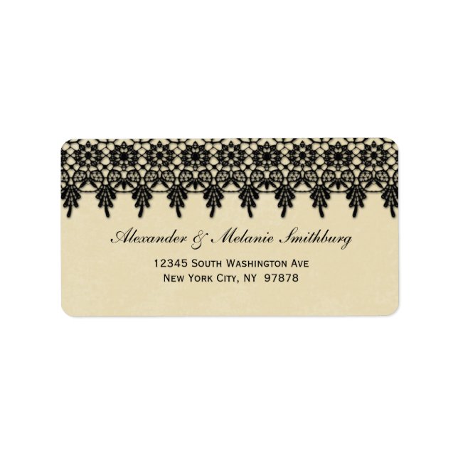 Elegant arabesque black snöre address label adressetikett (Framsidan)